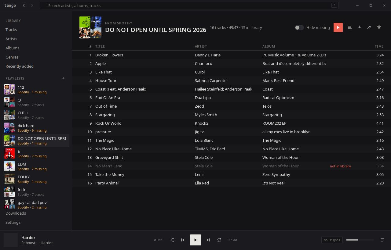 Tango, a desktop music player built on Gewy